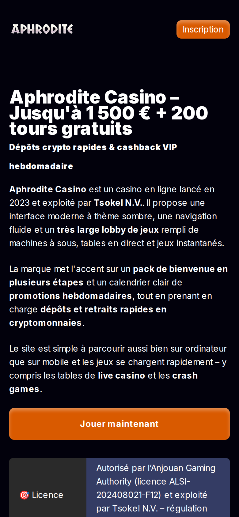 Aphrodite Casino mobile